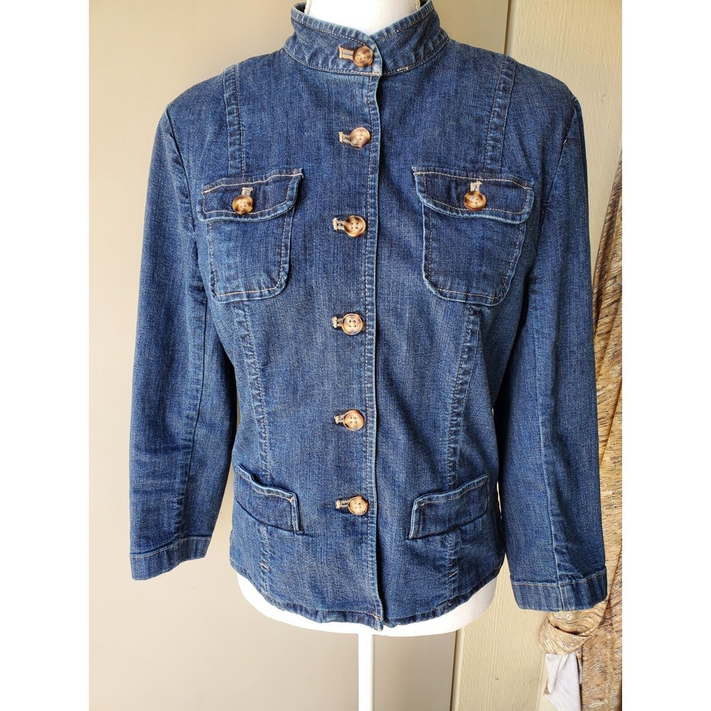 Covington Denim Jacket Womens Medium Blue Button Up‎ Y2K Western Boho